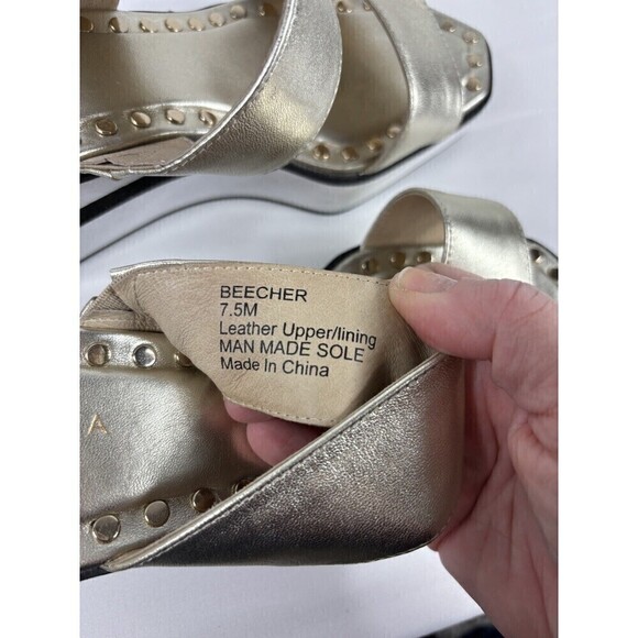 Cecelia New York Beecher Platform Sandal Metallic Gold Leather 7.5 M - Picture 7 of 8